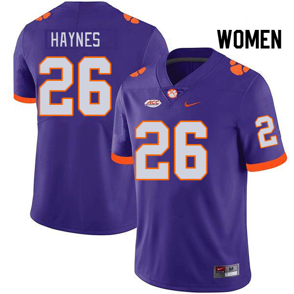 Women's Clemson Tigers Jay Haynes #26 College Purple NCAA Authentic Football Stitched Jersey 23PS30SH